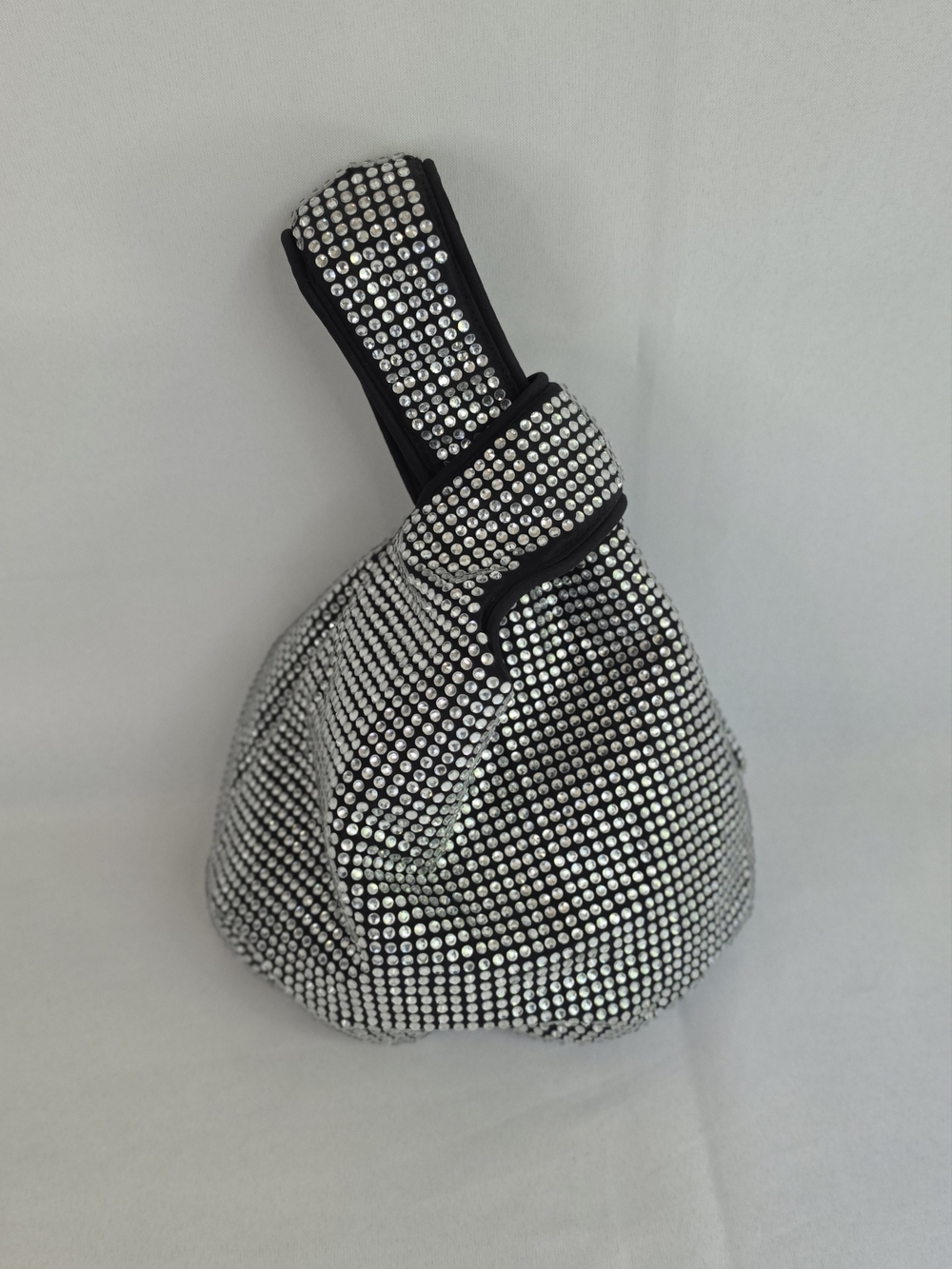 J.Crew Rhinestone Knot Mini Bag Silver Black Slouchy Top Handle Evening NWT